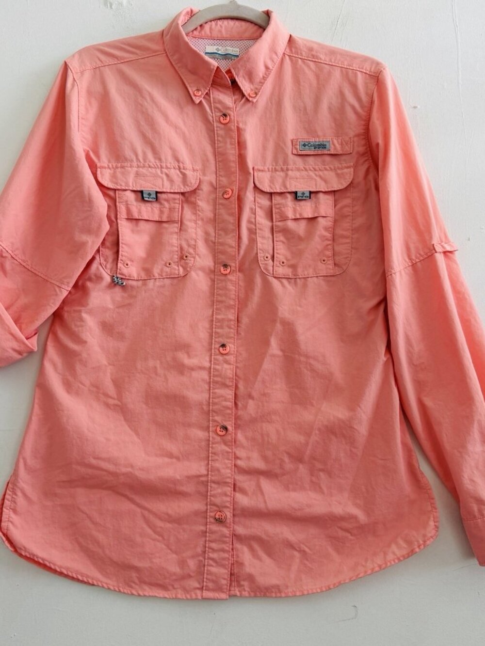 NEW Columbia Women’s S PFG Fishing Bahama Long Sleeve Shirt Peach Orange SMALL